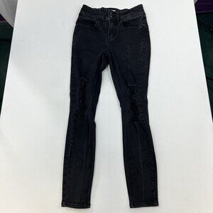 HT Denim Womens Black Hi-Rise Super Skinny Distressed Jeans Size 3